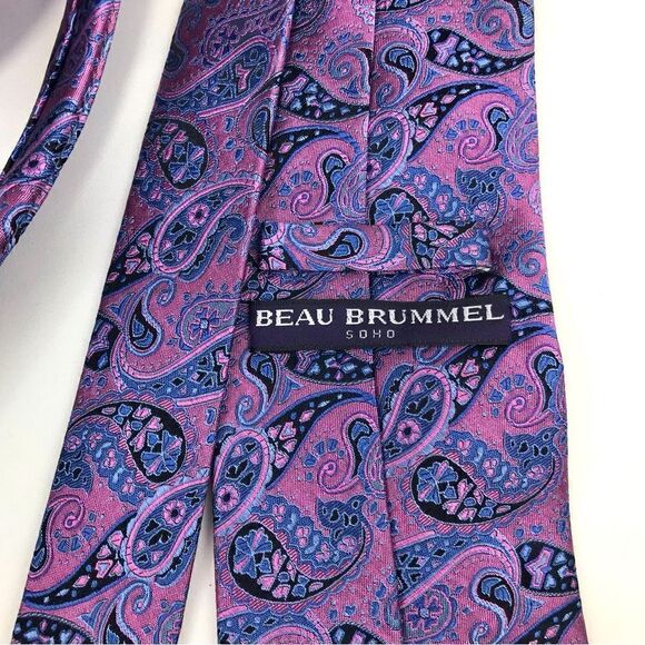 Beau Brummel Soho Hand Made 100% Silk Paisley Neck Tie - Picture 7 of 9
